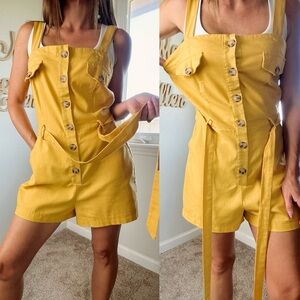 Iris boho chic marigold button front romper size large